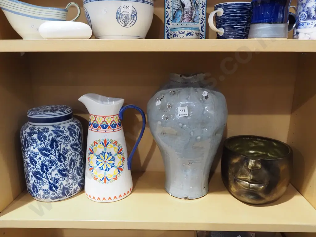 shelf; half face bowl, pottery vase, jug etc Tallest vase H380 Image 1++