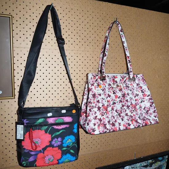 2x ladies handbags - orange dots