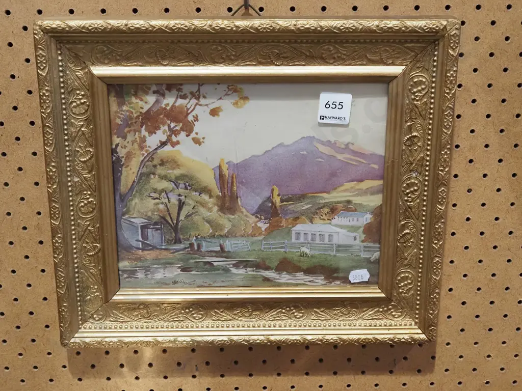 ornate gilt framed print - farm scene Image 1++