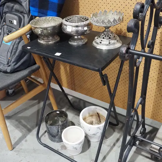 black and wood foldaway table