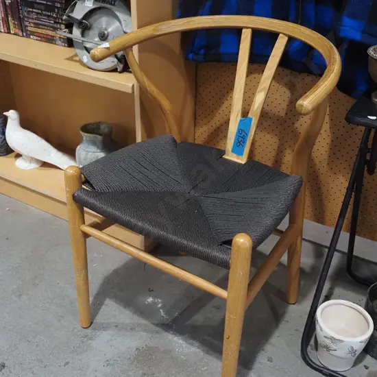 bent oak and rope armchair