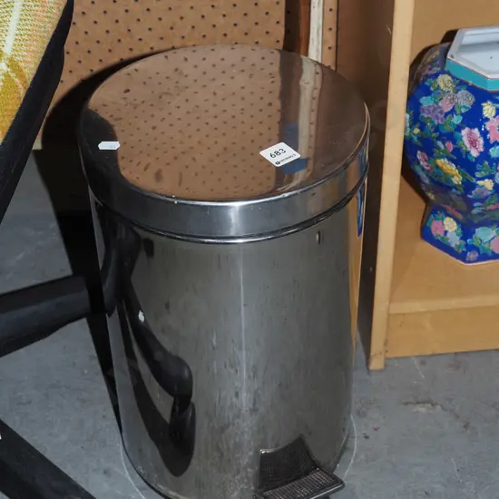 chrome flip top rubbish bin