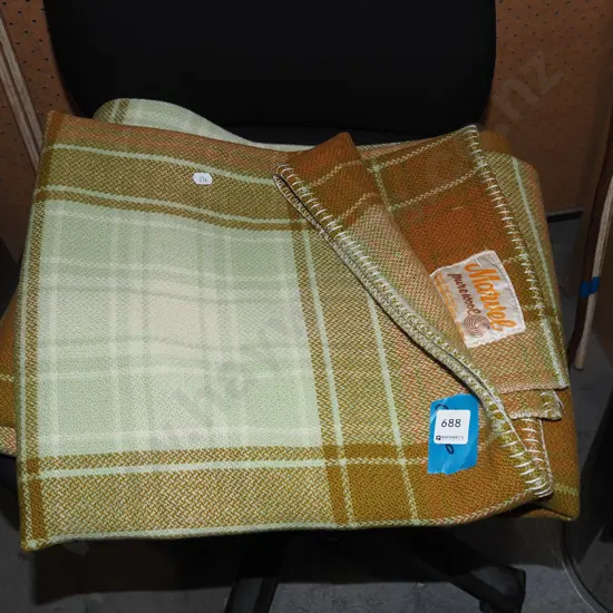 green and brown checked woollen blanket