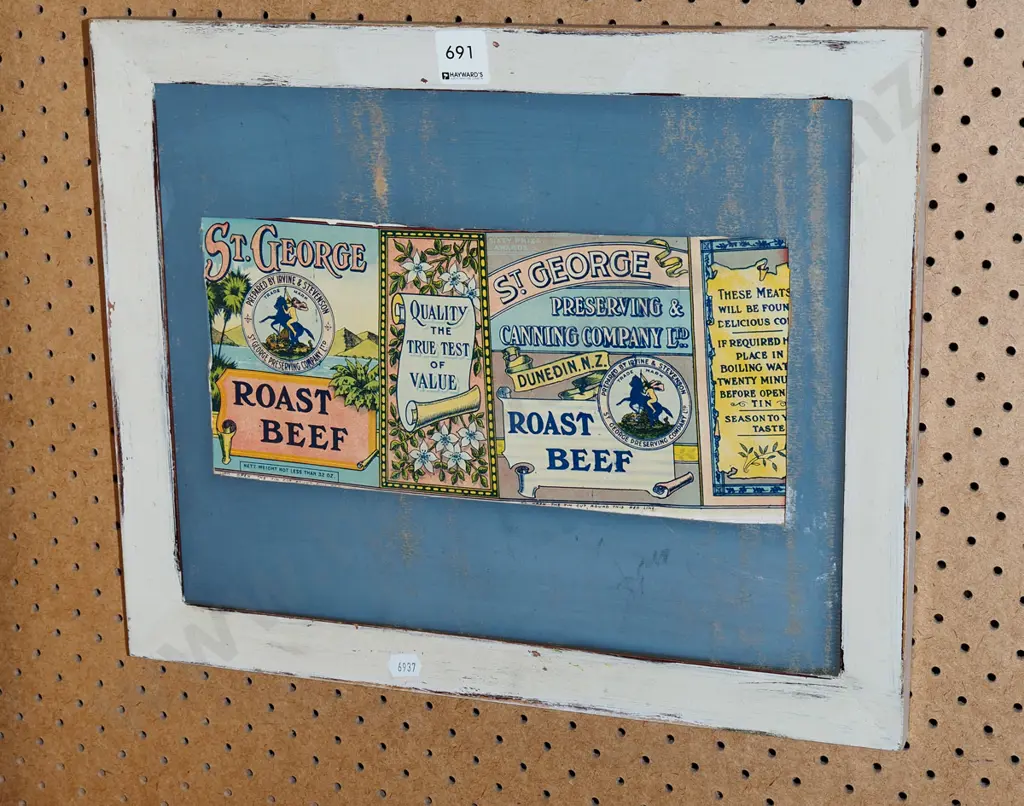 framed St George roast beef tin label Image 1++