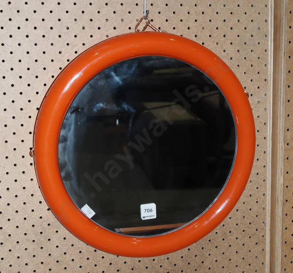 1970s plastic framed circular wall mirror Image 1++