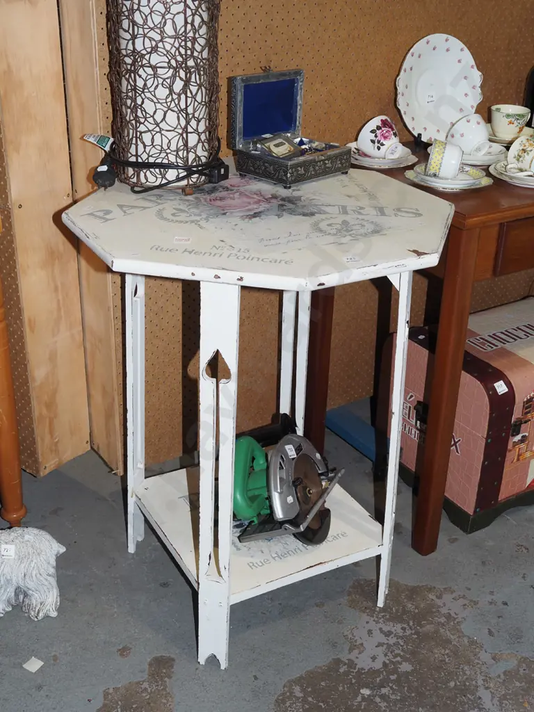 French themed decorated octagonal lamp table H800 W610 Image 1++