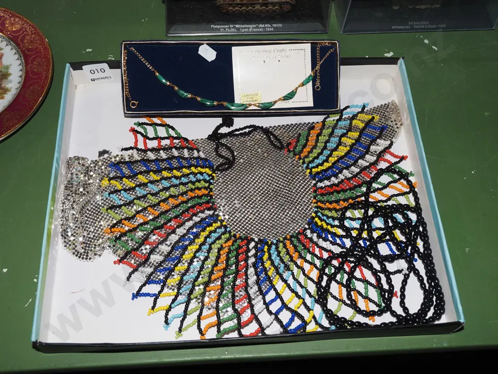 beaded necklace, Oroton scarf, polished stone necklace Image 1++