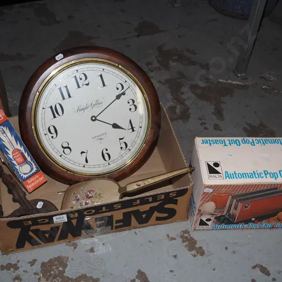 box; wall clock, bean slicer, retro toaster, etc.