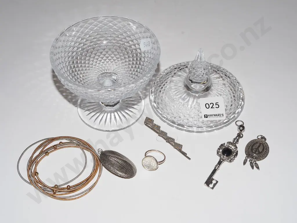 cut glass lidded comport, bracelets, hair pins etc Image 1++