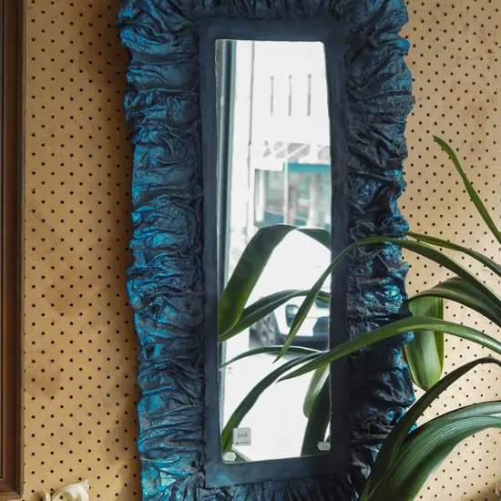 unusual resin and fabric framed wall mirror H860 W420