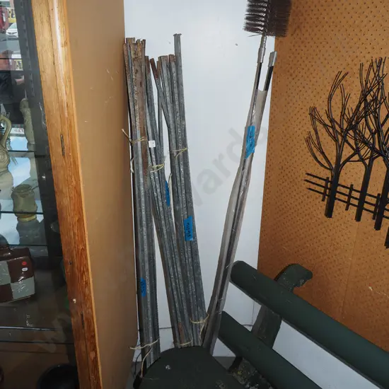 3x bundles of galvanised metal garden stakes