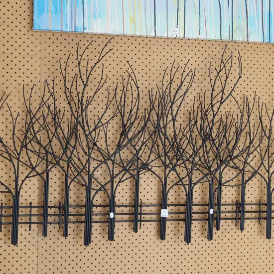 wrought metal garden art - trees and fences