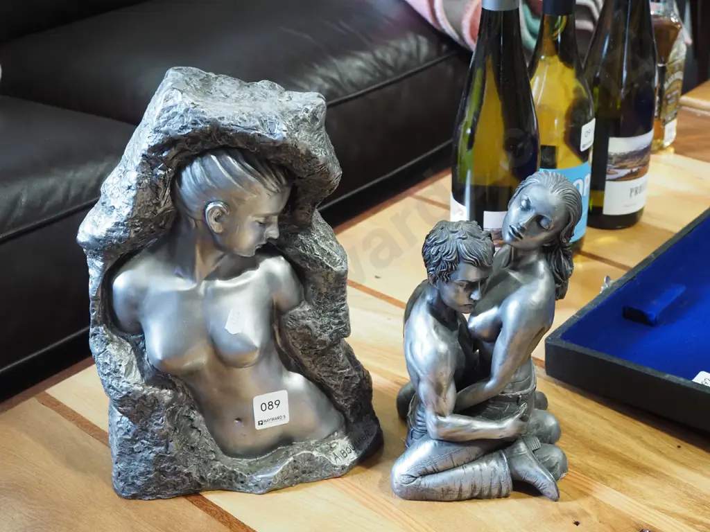 2x composite figurines; female nude, couple Tallest H300 Image 1++