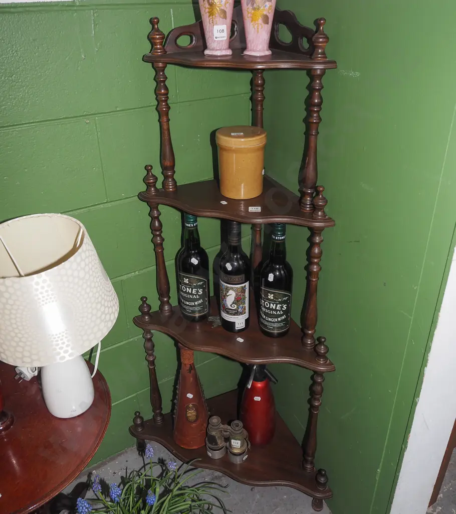 mdf faux veneer 4 shelf corner what not H1220  Image 1++