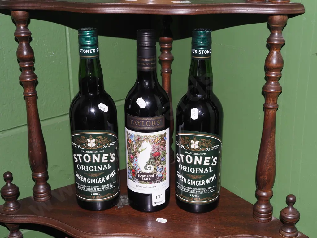 2x bottles of Stones Ginger Wine, Taylors cabernet  merlot 2018 Image 1++