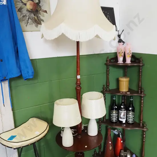 mahogany combination end table standard lamp