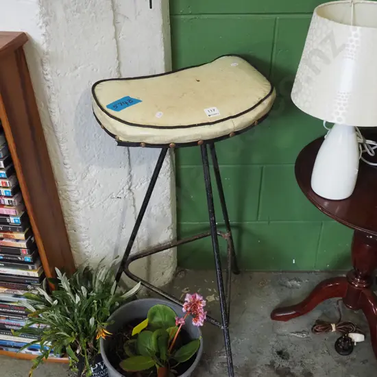 mid-century retro metal and vinyl stool - wear and rust