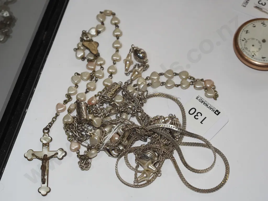 rosary & silver chain necklace Image 1++