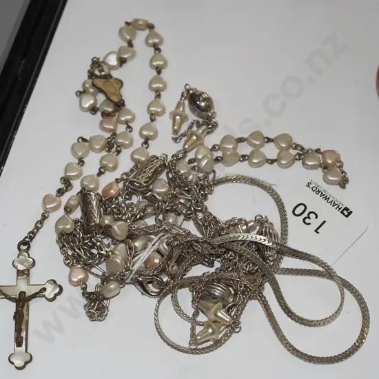 rosary & silver chain necklace