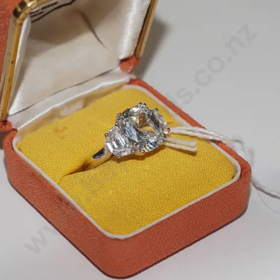 sterling silver large clear stone ring 5gms