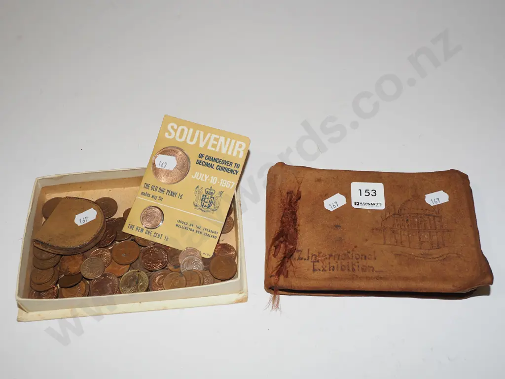 vintage NZ international exhibition photo album & photos + box of coins Image 1++