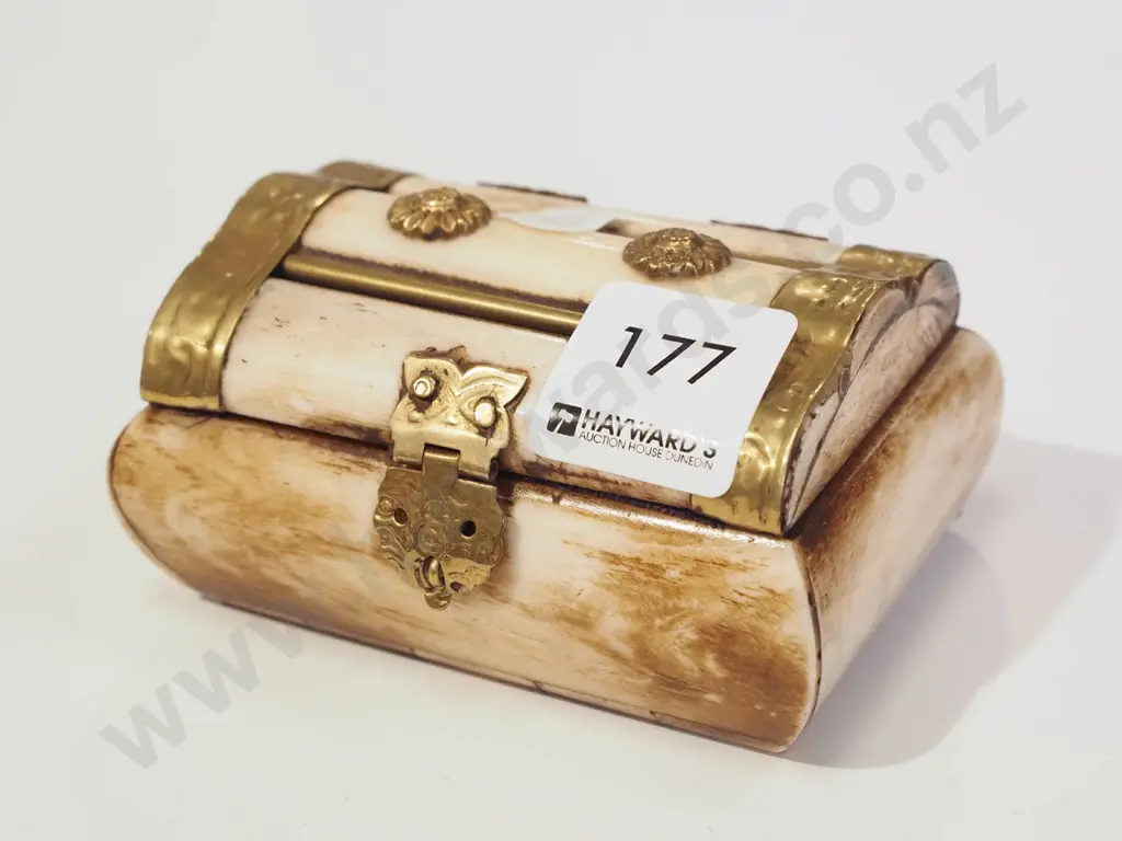 small bone & brass trinket box Image 1++