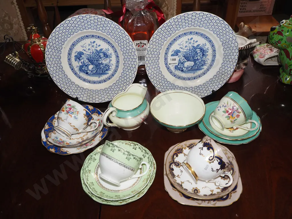 2x blue and white plates, trios etc Image 1++