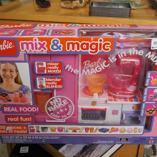 as new boxed Barbie Mix and Magic toy food kitchen