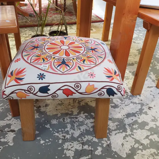 wooden upholstered stool H300