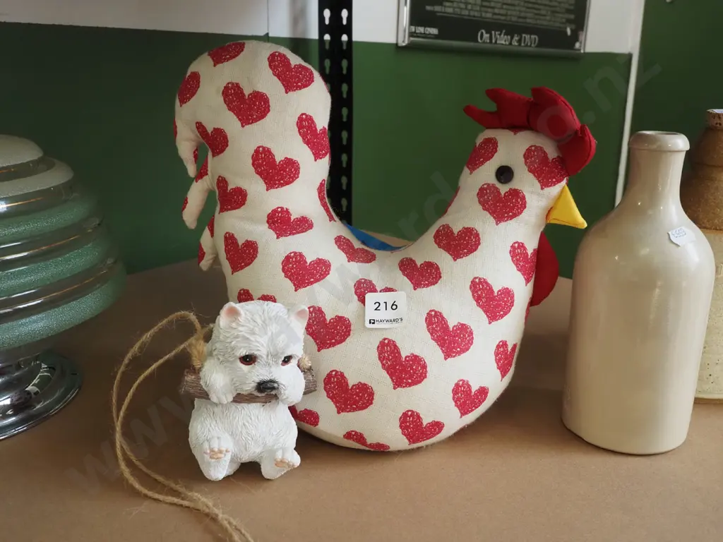 chicken themed door stop, composite dog figurine Image 1++