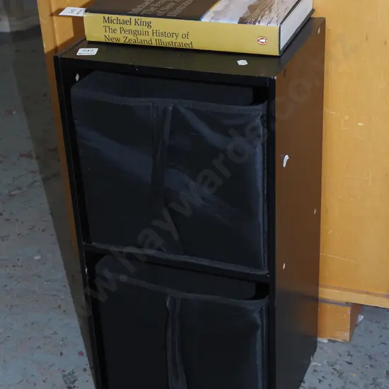mdf black painted shelves with 2 fabric storage cubes