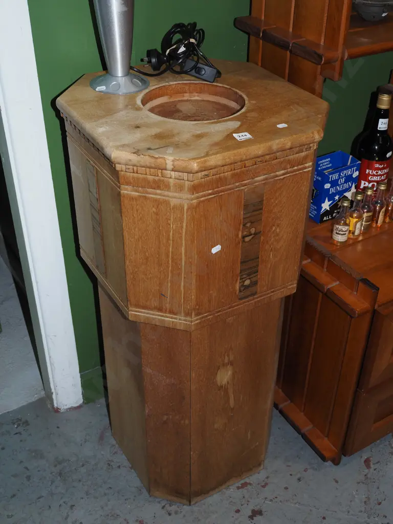 ecclesiastical oak font/jardiniere stand - varnish needs attention H880 W400 D400 Image 1++