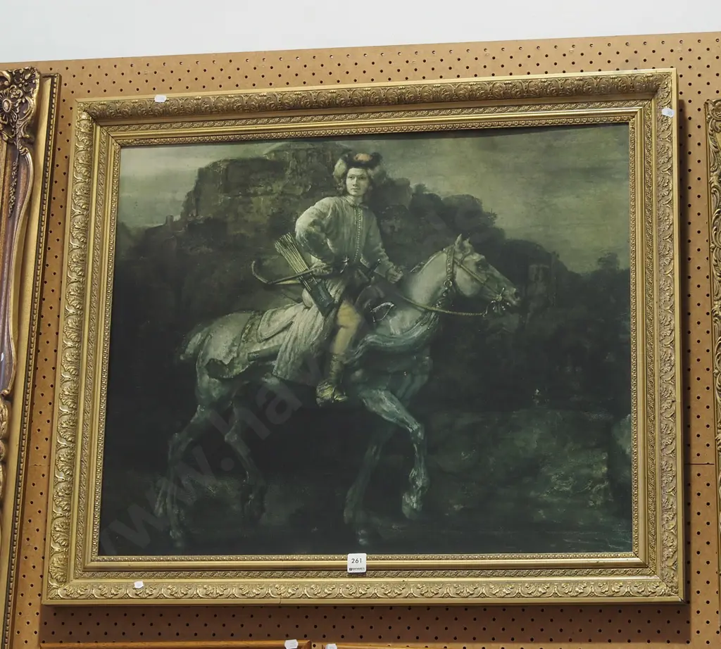 gilt framed Rembrandt print - The Polish Rider H720 Image 1++