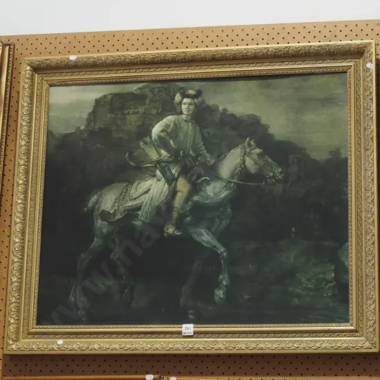 gilt framed Rembrandt print - The Polish Rider H720