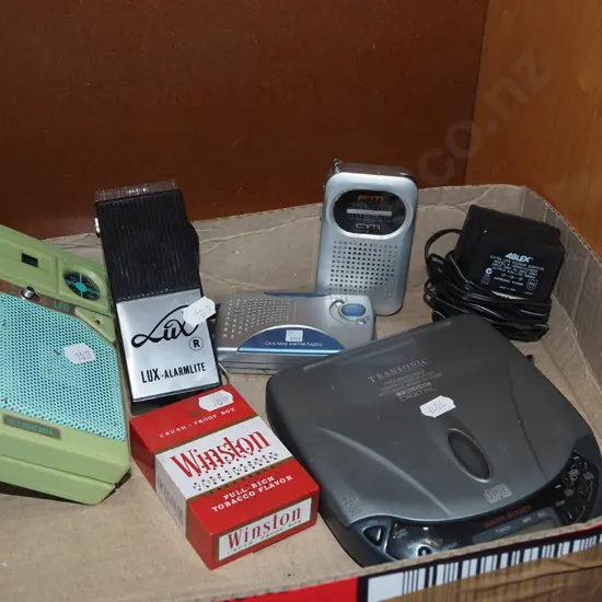 box; radios, portable CD player