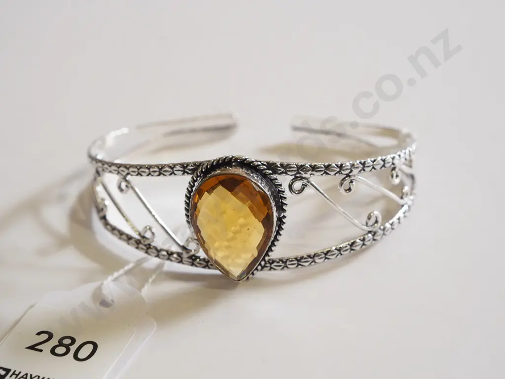 plated large sterling silver citrine? bracelet 20gms Image 1++