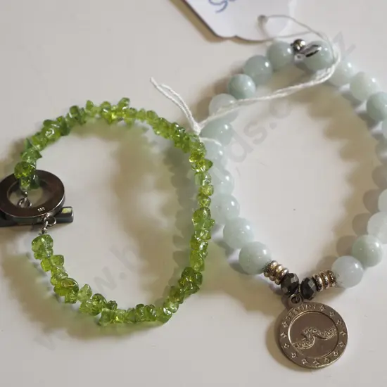 sterling silver peridot bead & hermimorphite bracelets 33gms