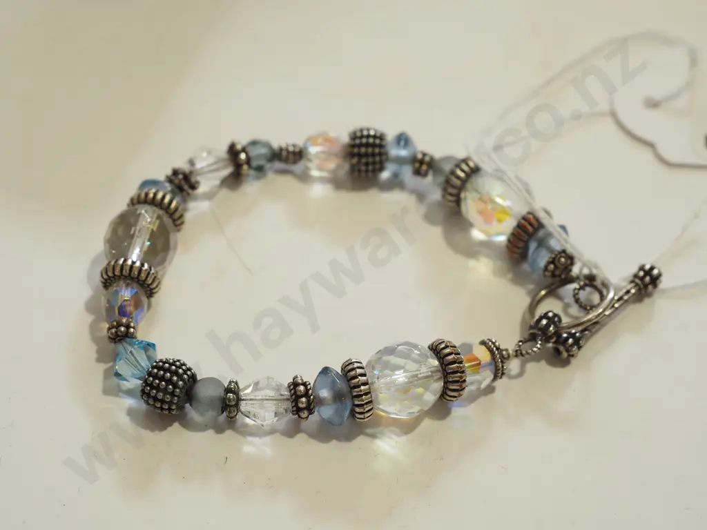 sterling silver citrine? & crystal bead bracelet Image 1++