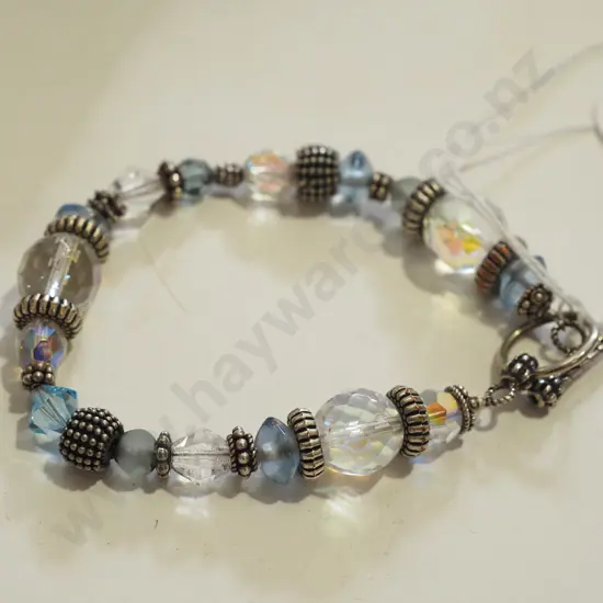 sterling silver citrine? & crystal bead bracelet