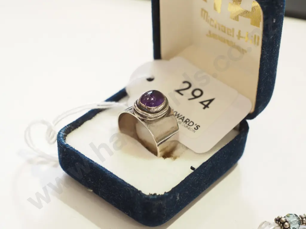 sterling silver large amythest ring Image 1++