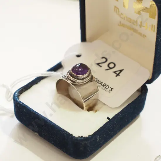 sterling silver large amythest ring