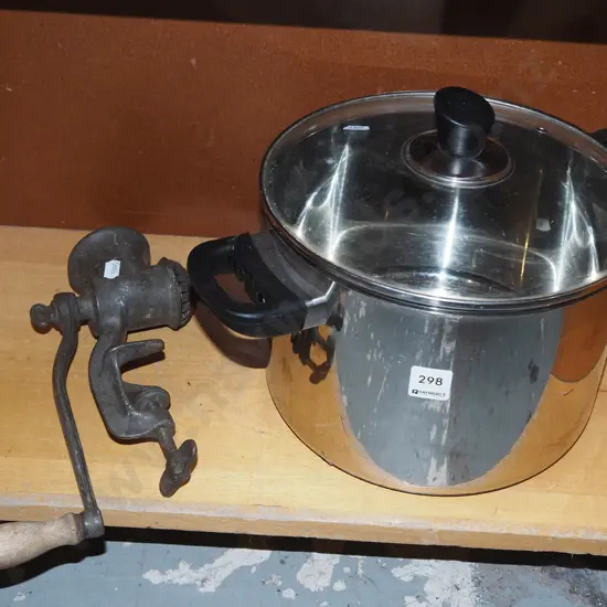 stainless steel stock pot & bench top mincer