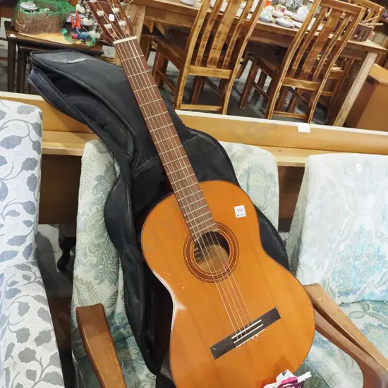 Yamaha G-50A classical acoustic guitar with soft carry case, spare strings, strap