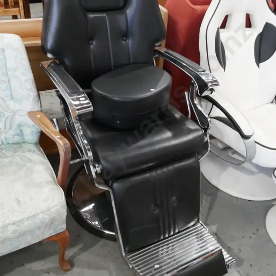 chrome & black vinyl barber's chair