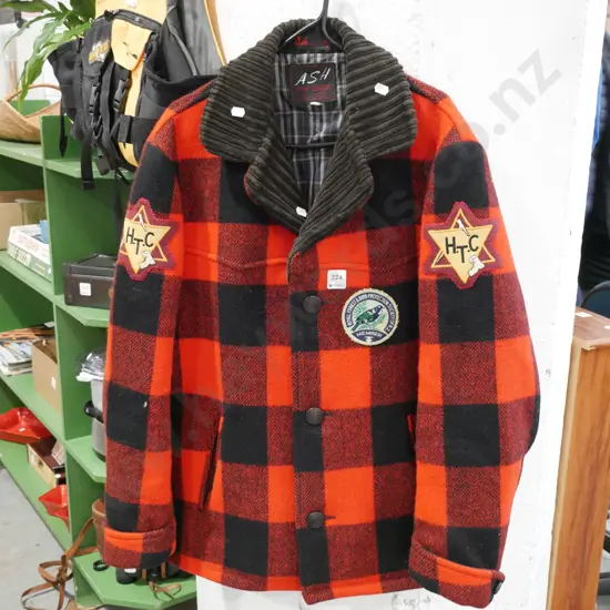 Ash woollen checked bush shirt size 36 jacket with badges