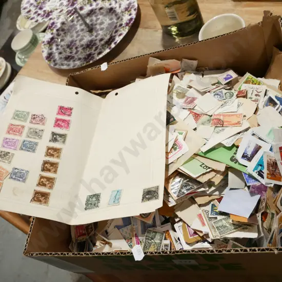 box of loose stamps