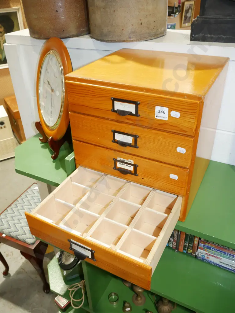 wooden 4 drawer specimen chest H310 W300 D290 Image 1++
