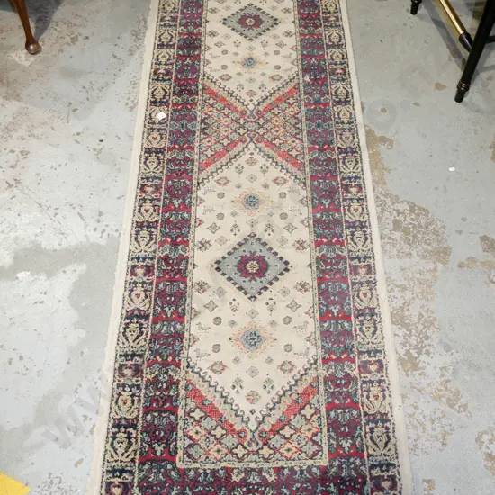 acrylic floor runner - creams, reds, blues L2400 W690