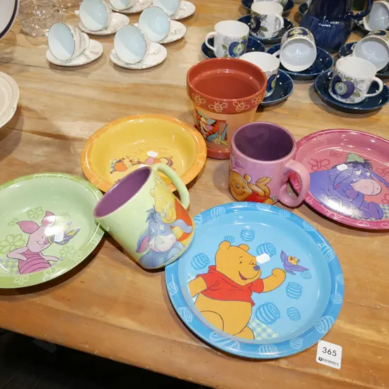Winnie the Pooh plates bowls, terracotta planter