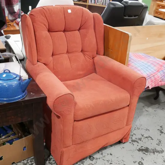 rust deep buttoned upholstered wingback chair